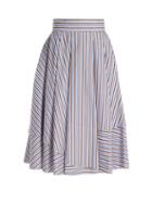 Matchesfashion.com Dovima Paris - Daphne Striped Cotton Poplin Midi Skirt - Womens - Blue Multi
