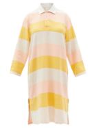 Ladies Beachwear Marrakshi Life - Striped Cotton Kaftan - Womens - Orange Stripe