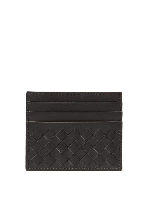 Matchesfashion.com Bottega Veneta - Increcciato Woven Leather Cardholder - Mens - Grey