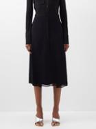 Proenza Schouler - Chiffon-trim Twill Midi Skirt - Womens - Black