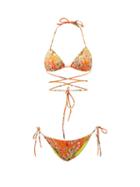 Emilio Pucci - Africana-print Triangle Bikini - Womens - Orange Print