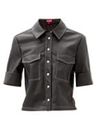 Matchesfashion.com Staud - Rue Patch-pocket Faux-leather Shirt - Womens - Black