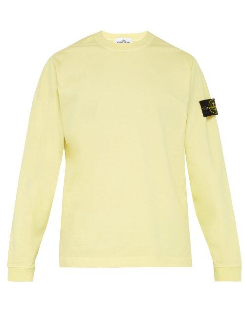 Matchesfashion.com Stone Island - Logo Patch Cotton Jersey Sweatshirt - Mens - Yellow
