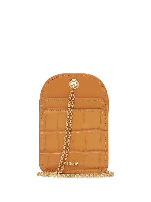 Matchesfashion.com Chlo - Walden Necklace Chain Leather Cardholder - Womens - Amber