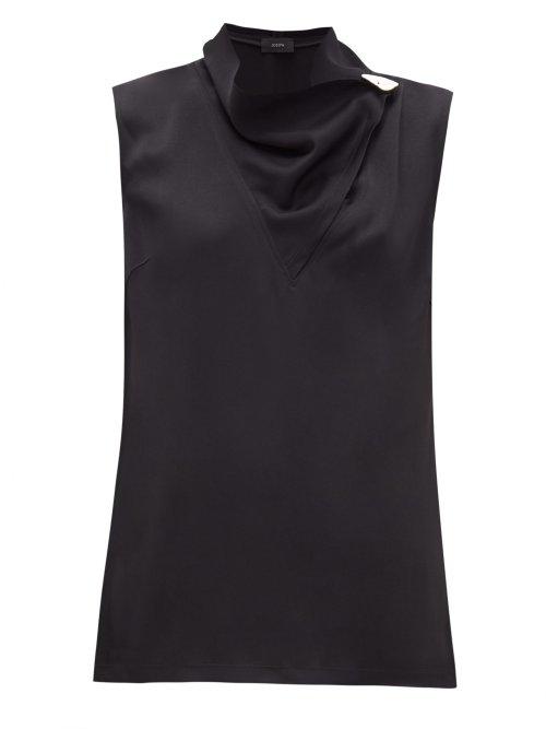 Matchesfashion.com Joseph - Siof Draped Neck Crepe Blouse - Womens - Black