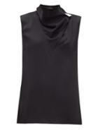 Matchesfashion.com Joseph - Siof Draped Neck Crepe Blouse - Womens - Black