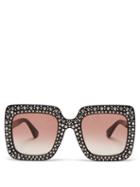 Matchesfashion.com Gucci - Crystal Oversized Acetate Sunglasses - Womens - Black Red