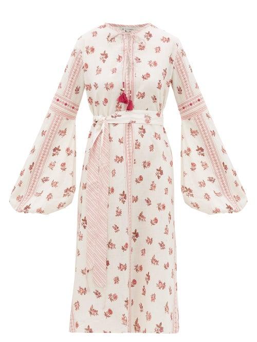 Matchesfashion.com D'ascoli - Montauk Belted Floral-print Cotton Dress - Womens - Red Print
