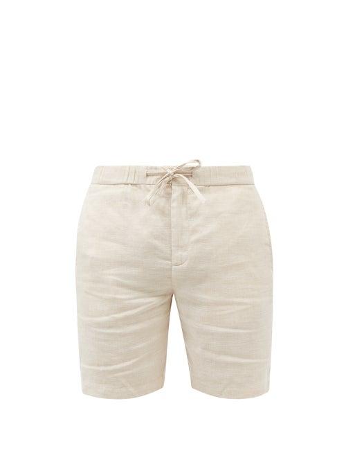 Frescobol Carioca - Drawstring-waist Linen-blend Hopsack Shorts - Mens - Beige
