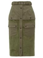 Matchesfashion.com Symonds Pearmain - High Rise Patch Pocket Corduroy Pencil Skirt - Womens - Khaki