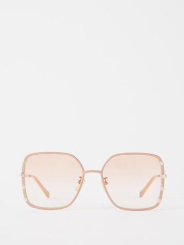 Chlo Eyewear - Celeste Oversized Square Metal Sunglasses - Womens - Dusty Pink
