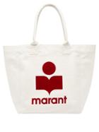 Isabel Marant - Yenky Logo-flocked Cotton-canvas Tote Bag - Womens - White Multi
