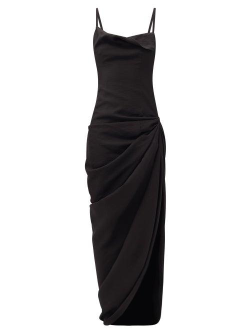 Matchesfashion.com Jacquemus - Saudarde Draped Hemp-blend Dress - Womens - Black