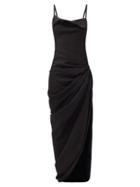 Matchesfashion.com Jacquemus - Saudarde Draped Hemp-blend Dress - Womens - Black