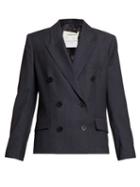 Matchesfashion.com Isabel Marant Toile - Visby Double Breasted Twill Blazer - Womens - Navy