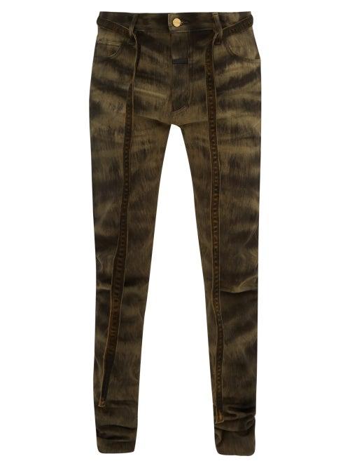 Matchesfashion.com Fear Of God - Zebra-print Slim Fit Denim Jeans - Mens - Black Brown