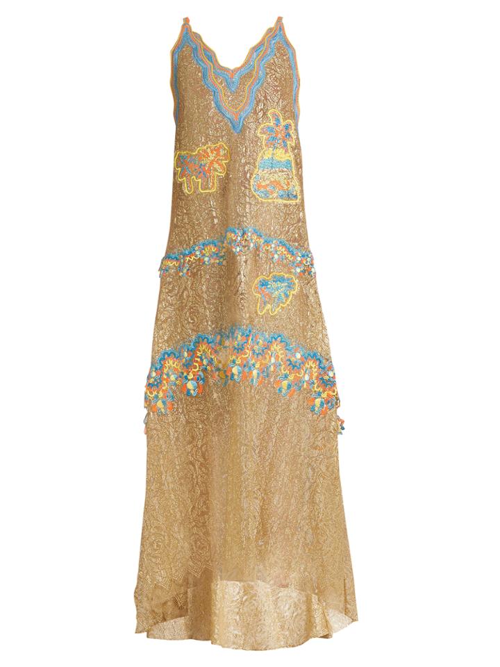 Peter Pilotto Palm Tree-embroidered Guipure-lace Gown