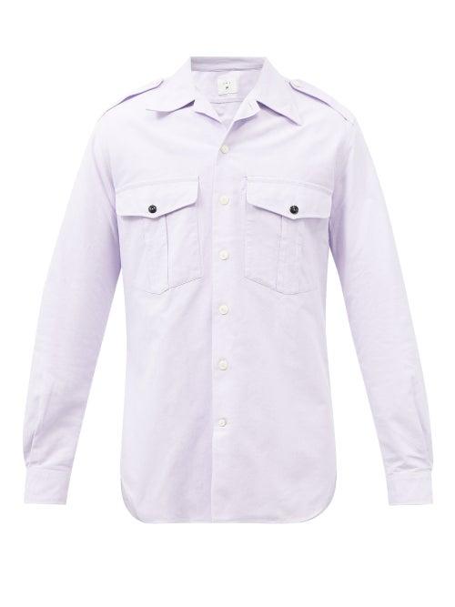 L.e.j - Selvedge Cotton-oxford Safari Shirt - Mens - Light Purple