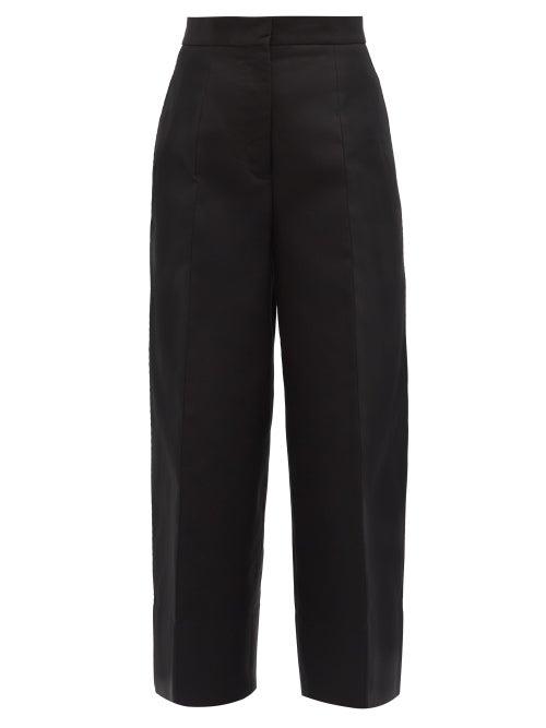 Matchesfashion.com Jil Sander - High-rise Cotton-twill Wide-leg Cropped Trousers - Womens - Black
