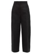 Matchesfashion.com Jil Sander - High-rise Cotton-twill Wide-leg Cropped Trousers - Womens - Black