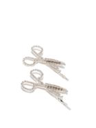 Matchesfashion.com Art School - Set Of Two Scissor Crystal Hair Clips - Womens - Crystal