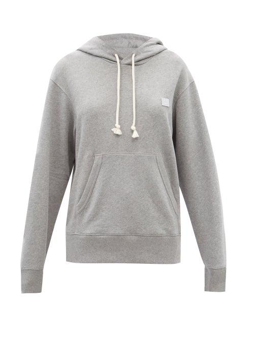 Ladies Rtw Acne Studios - Fairah Face-appliqu Cotton Hooded Sweatshirt - Womens - Light Grey