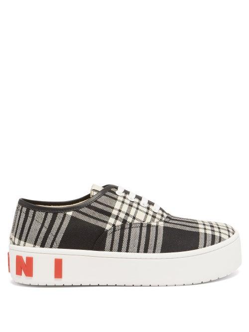 Mens Shoes Marni - Check Canvas Trainers - Mens - Black