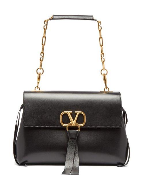 Matchesfashion.com Valentino - V Ring Medium Leather Shoulder Bag - Womens - Black