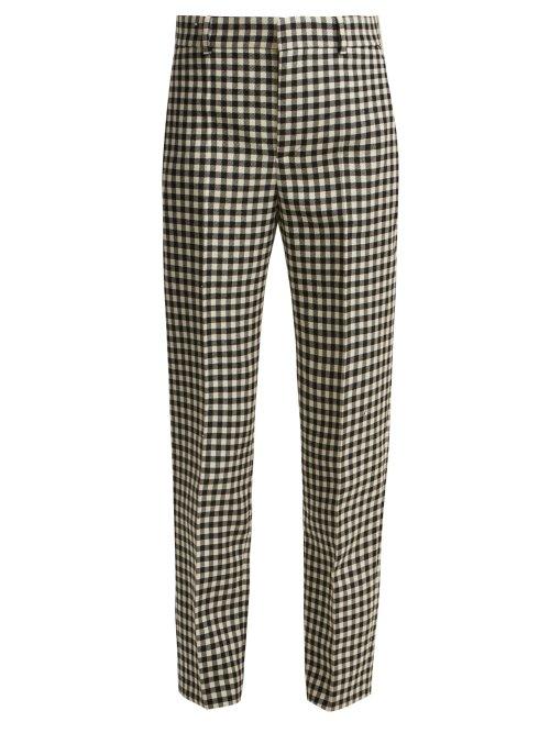 Matchesfashion.com Balenciaga - Gingham Wool Trousers - Womens - Black White