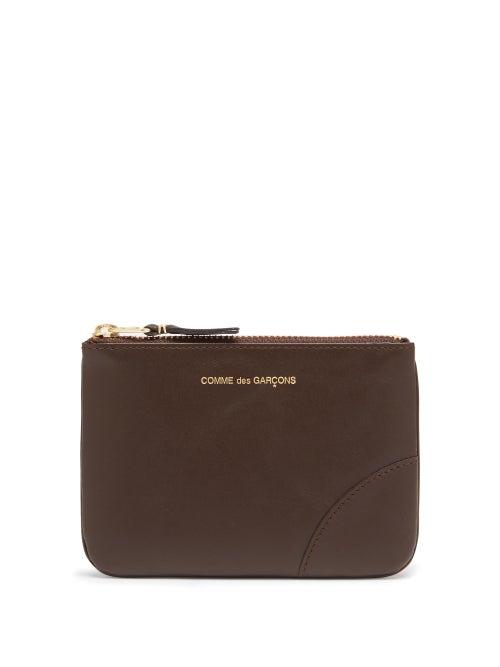 Matchesfashion.com Comme Des Garons Wallet - Zipped Leather Coin Purse - Womens - Brown