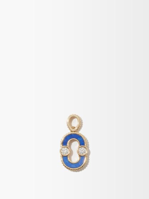 Viltier - Magnetic Twist Diamond, Lapis & 18kt Gold Charm - Womens - Blue Gold