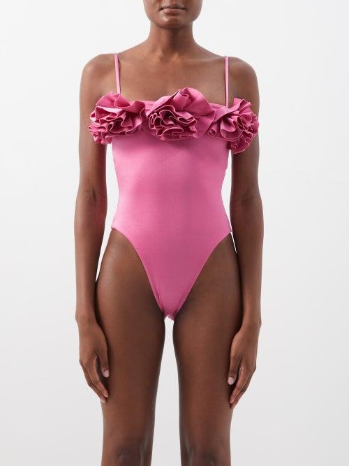 Maygel Coronel - Danae Ruffled Swimsuit - Womens - Magenta