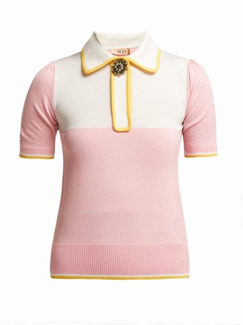 Matchesfashion.com No. 21 - Short Sleeved Wool Blend Sweater - Womens - Pink