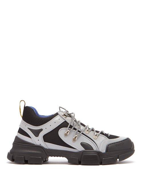 Matchesfashion.com Gucci - Flashtrek Reflective Leather Trainers - Mens - Silver