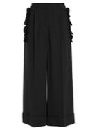Simone Rocha Scallop-edged Wide-leg Crepe Trousers