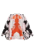 Matchesfashion.com Valentino - Arazzo-print Silk Crepe De Chine Trapeze Blouse - Womens - Orange Multi