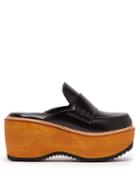Matchesfashion.com Marni - Leather And Wood Slip On Flatform Loafers - Womens - Black