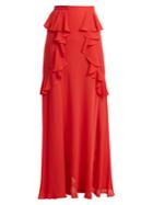 Elie Saab Ruffle Silk-blend Skirt