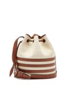 Matchesfashion.com Hunting Season - The Drawstring Leather And Iraca Palm Bucket Bag - Womens - Beige Multi