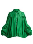 Matchesfashion.com Valentino - Oversized Hooded Silk Jacket - Womens - Green