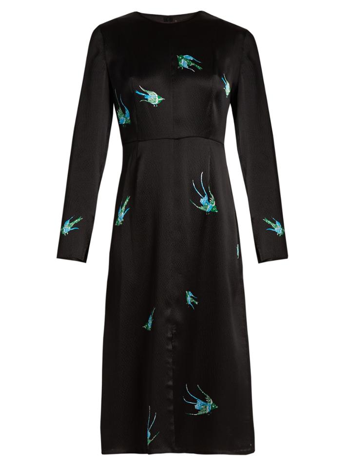 Diane Von Furstenberg Swallow-print Hammered-silk Dress
