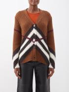 Burberry - Karine Chevron-check Cashmere-blend Cardigan - Womens - Dark Brown