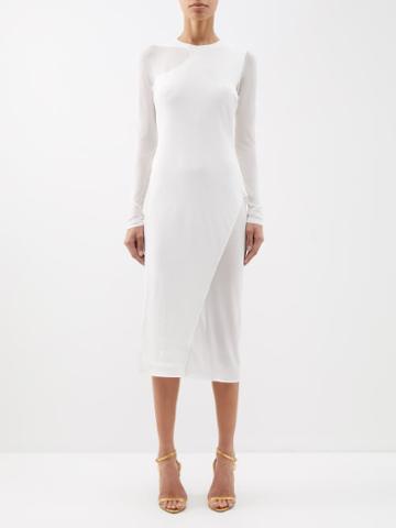 Tom Ford - Sheer-panel Jersey-crepe Dress - Womens - Ivory