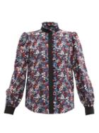 Matchesfashion.com See By Chlo - Floral Meadow-print Silk Crepe-de-chine Blouse - Womens - Black Print