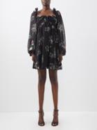 Giambattista Valli - Floral-print Silk-georgette Mini Dress - Womens - Black Multi