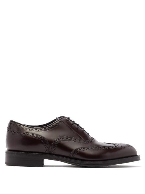 Matchesfashion.com Prada - Leather Oxford Brogues - Mens - Burgundy