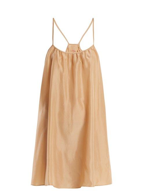 Matchesfashion.com Loup Charmant - Classic Scoop Neck Silk Satin Slip Dress - Womens - Nude