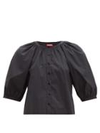Matchesfashion.com Staud - Blouson Sleeve Cotton Blend Top - Womens - Black