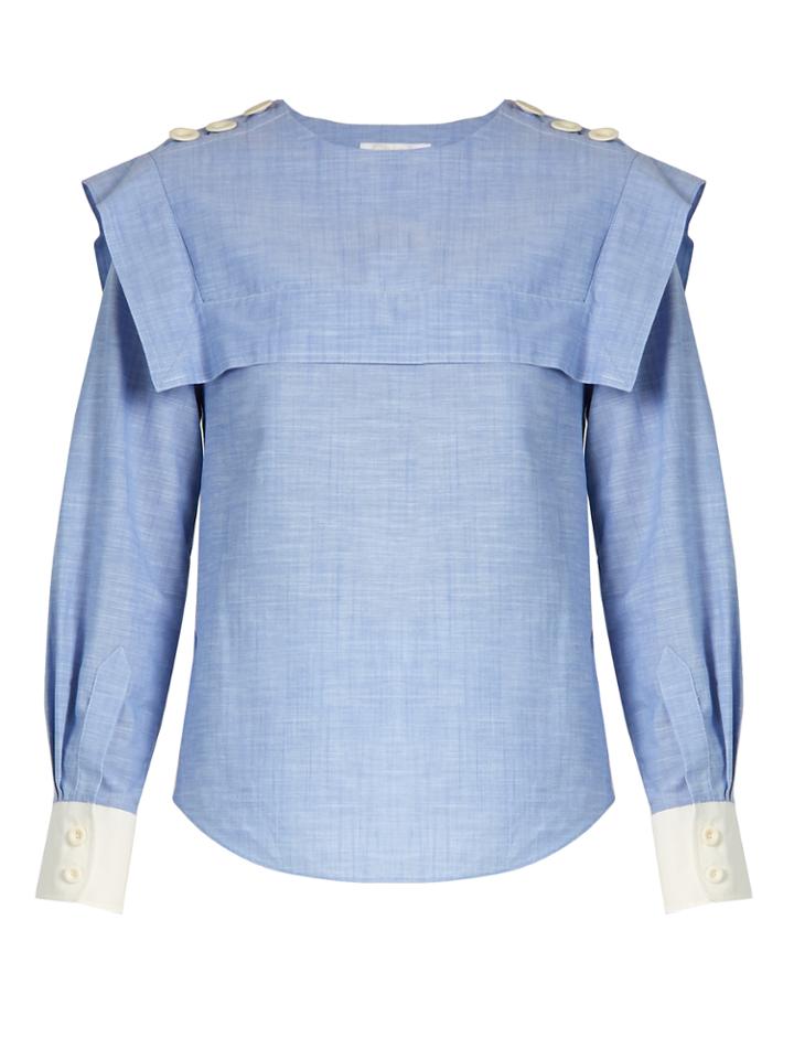Chloé Sailor-collar Cotton-chambray Blouse