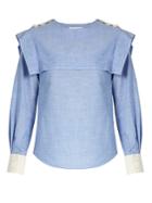 Chloé Sailor-collar Cotton-chambray Blouse